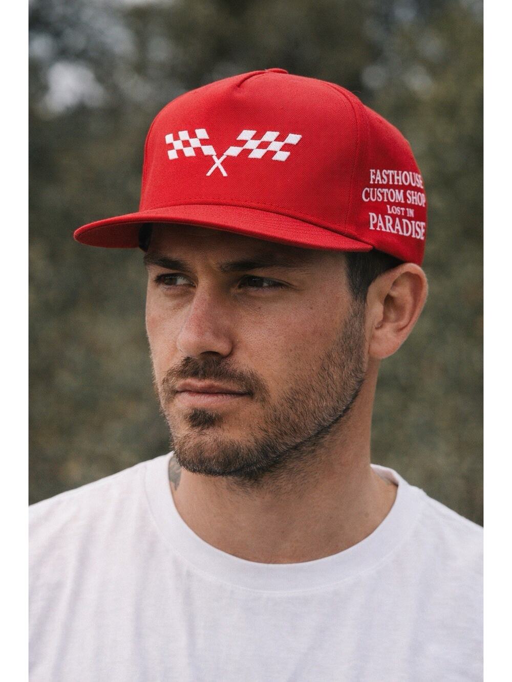 Fasthouse Getaway Hat Red Snapback One Size Adjustable Racing Cap NWT